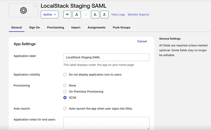 Provisioning to SCIM for SAML application